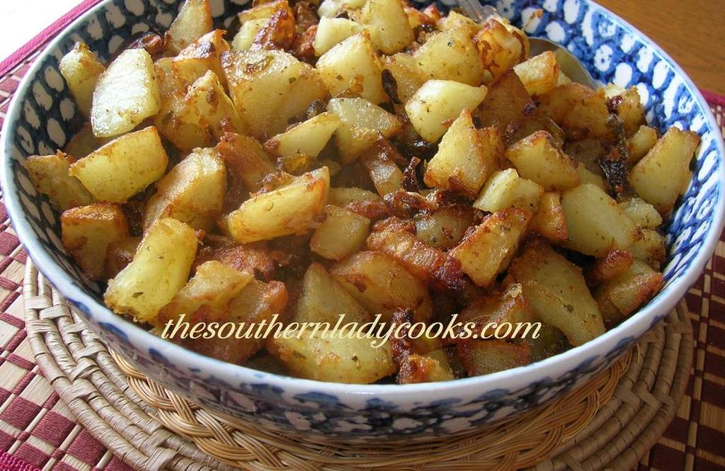 A N E W T W I S T O N F R I E D Potatoes 5 or 6 large potatoes, peeled and chopped into bite size pieces 1 to 1 1/2 cups flour (can use allpurpose or self-rising) 1/2 teaspoon cumin 1/2 teaspoon