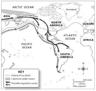 NAM DAT CLASS Lesson 1 Hunter-Gatherers, Continued During the ice ages, a land bridge connected the two land masses. A land bridge is a strip of dry land that was once covered by water.