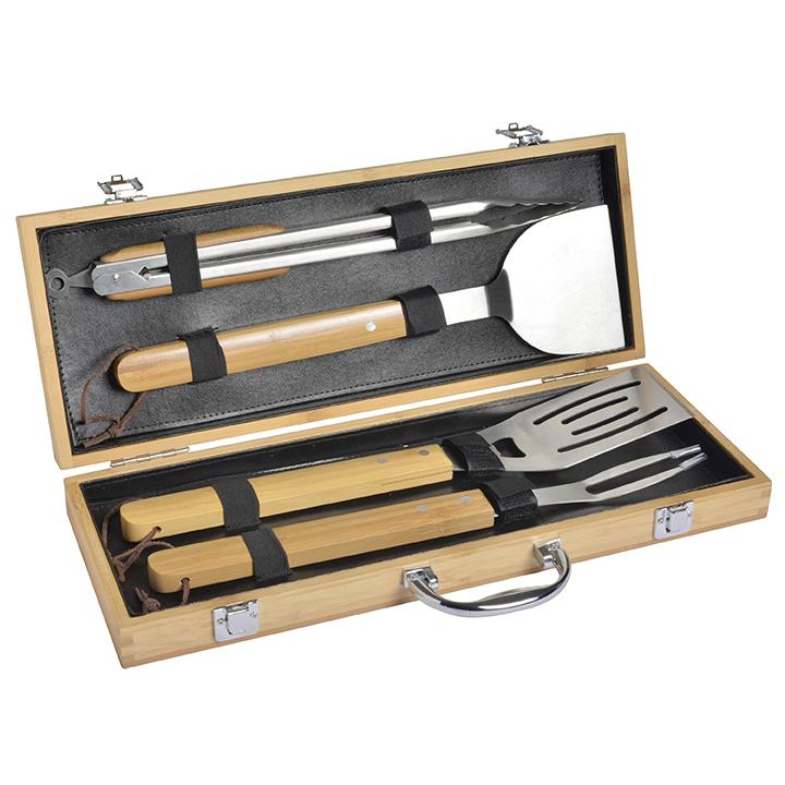 Sets of BBQ utensils BBQ The essential accessories for the barbecue cooking! - Durable: each item is made of stainless steel and bamboo.