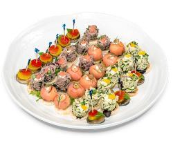 dipped strawberries decorated with Chocolate drizzle) Canape Party Tray (Sorted canapes)