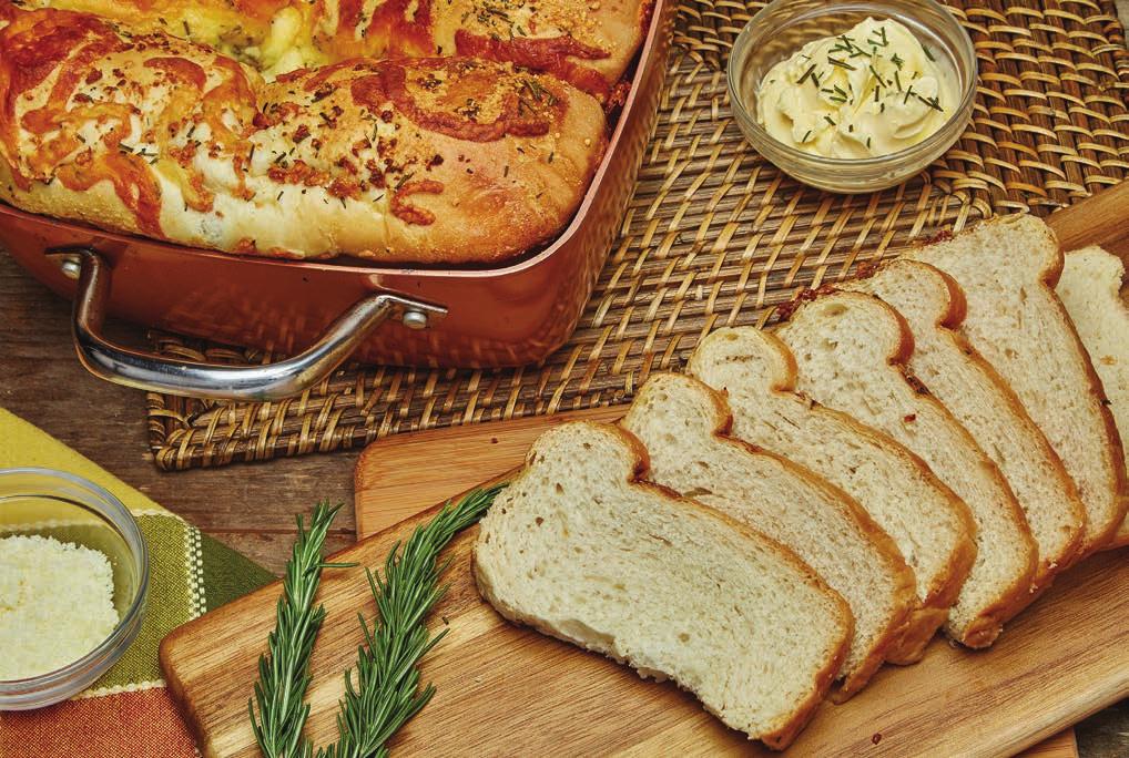 Rosemary Garlic Bread 3 lb. frozen bread dough, thawed 5 cloves garlic, peeled & minced 2 Tbsp. extra virgin olive oil 4 sprigs rosemary, chopped ½ cup parmesan cheese, grated 1 Tbsp. sea salt 1.