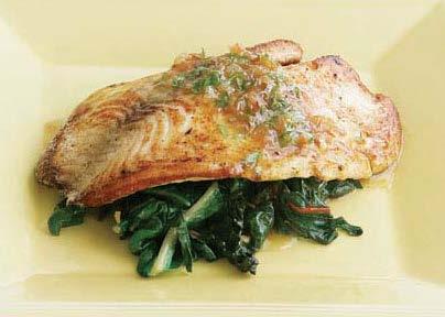 friday Sautéed Tilapia over Swiss Chard with Tarragon Butter Active/total time: 30 minutes Fresh tarragon lends a haunting, delicate anise flavor to mild, quick-cooking tilapia fillets. 2 Tbs.