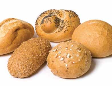 Dinner rolls choice A variety of dinner rolls. The selection includes a poppy seed knot, brown and white petit pain, round granary and a white crusty roll.