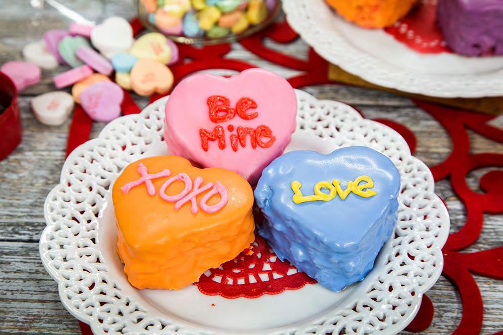 Conversation Heart Cakes 1. Use your favorite cake to cut out hearts, using a heart-shaped cookie cutter. (Use big enough heart cookie cutter that will allow enough room for writing. 2.