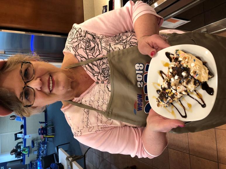 Sweetzza Pizza Cheryl Williams Bay City 1 Brownie Mix ½ cup Chocolate Chips 1 cup Peanut Butter M&M's Mini Marshmallows Chocolate Syrup 1 tablespoon Instant Coffee or use your favorite Brownie mix 1