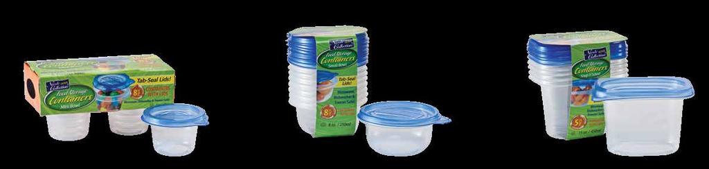 STORAGE CONTAINERS WITH LIDS 02040 4 oz Round Container 02041 8 oz Round Container 02043 15 oz