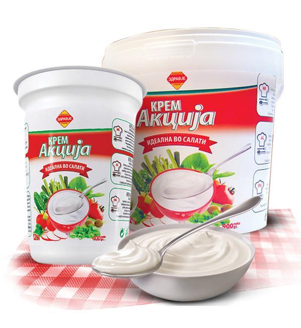 Cream Action 12 % 400g Milk fat 12% vegetable fats Plastic cup with aluminum cover Barcode per unit