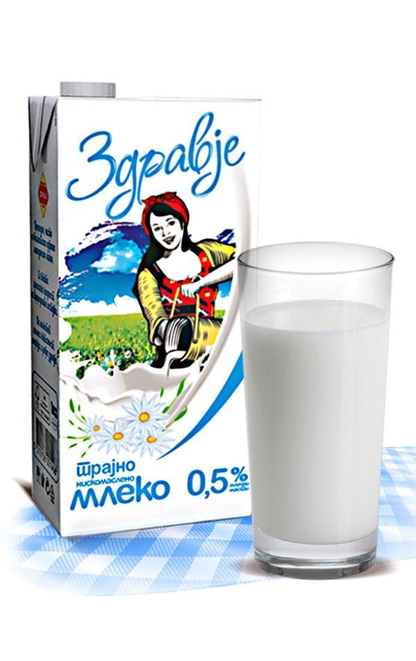 Long life sterilized milk UHT 0.5% with a cap Milk fat 0.