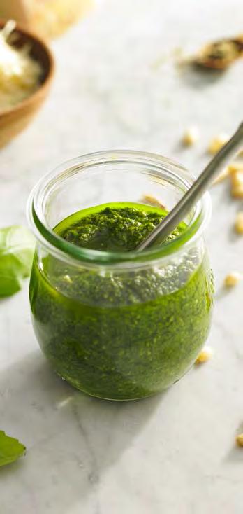 CLASSIC PESTO MAKES 4-6 SERVINGS To toast pine nuts, spread in single layer in heavy skillet. Cook over medium heat, stirring frequently, until lightly toasted, -2 minutes.