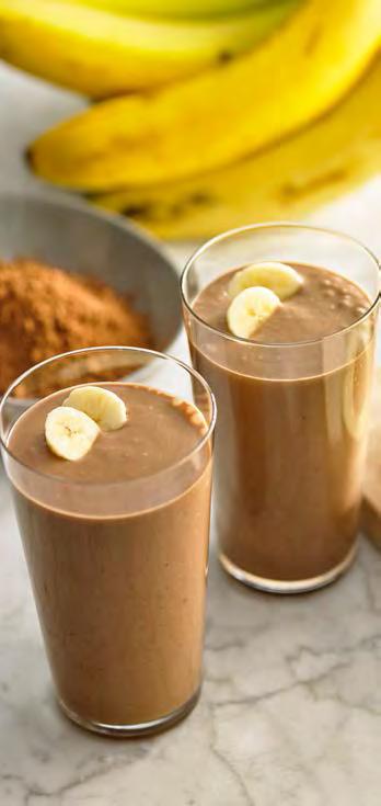 VEGAN CHOCOLATE BANANA SHAKE MAKES -2 SERVINGS In order, combine all ingredients in the blender jar. Secure lid and turn dial to Speed. Slowly increase speed to Max.