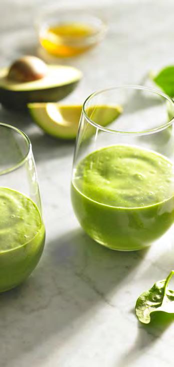 BANANA SPINACH AVOCADO SMOOTHIE MAKES -2 SERVINGS In order, combine hemp milk, spinach, banana, avocado, lemon juice and ice in the blender jar. Secure lid and turn dial to Speed.