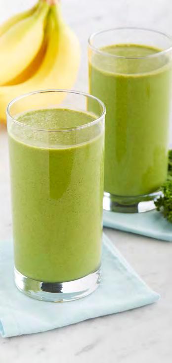 KALE BANANA SMOOTHIE MAKES SERVINGS In order, combine almond milk, kale, banana, almond butter, date (if desired) and ice in the blender jar. Secure lid and turn dial to Speed.