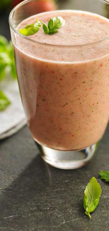 STRAWBERRY BANANA SMOOTHIE MAKES 2 SERVINGS In order, combine rice milk, strawberries, banana, lemon juice, basil, mint and honey (if desired) in the blender jar. Secure lid and turn dial to Speed.