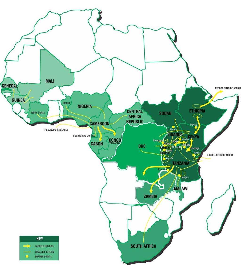(Dry) Bean Corridors in Africa Guinea, Senegal, Mali Gulf of Guinea bean corridor East