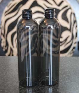 Sold in cases of 10. Crystal black PET bullet bottles.