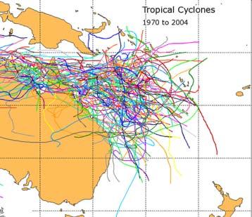 Pacific to northeast Queensland on air currents associated