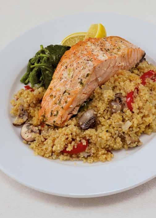 Soy Ginger Salmon with Spinach and Couscous 2 teaspoons minced garlic 1 teaspoon ground ginger 1 teaspoon dried basil ½ teaspoon crushed red pepper 2 teaspoons toasted sesame seeds 1 cup (180 g)