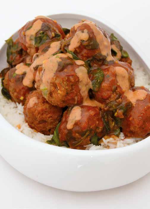 Lamb Meatballs with a Curried Spinach Sauce 2 pounds (900 g) ground lamb ½ small onion, minced ½ cup (75 g) dried breadcrumbs 2 cloves garlic, minced 1 teaspoon salt ½ teaspoon pepper ½ teaspoon