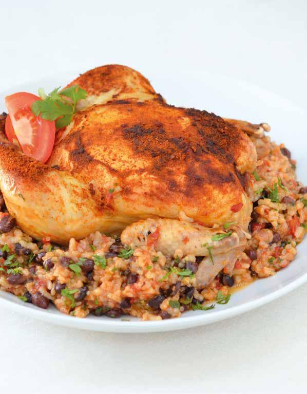 Braised Chicken Mexicana ¾ cup (150 g) Arborio rice ½ 15-ounce (425 g) can black beans ½ cup (120 ml) salsa 10 ounces (283 g) canned tomatoes with green chilies 1 teaspoon lime zest 1 cup (250 ml)