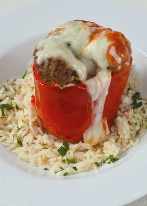 Meatball- Stuffed Peppers 1 pound (450 g) mixed ground beef, ground pork and ground veal ½ cup (75 g) dried or Panko breadcrumbs 1 rib celery, chopped ¼ cup (60 ml) minced red bell pepper 1 egg yolk