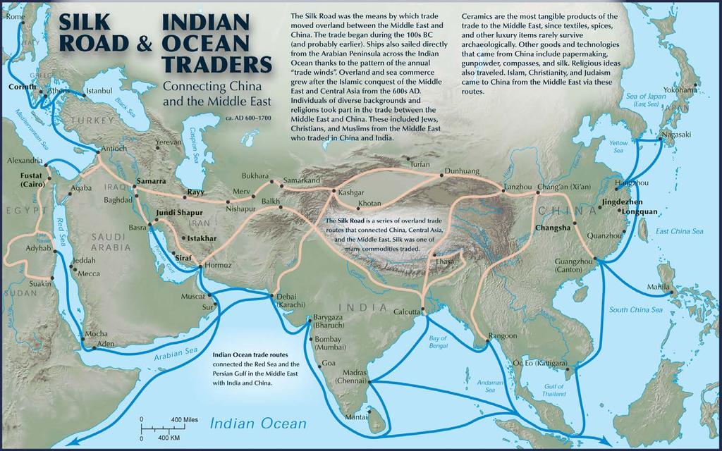 Maritime (ocean) routes across the Indian