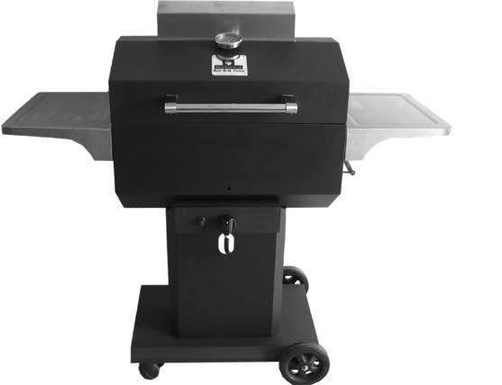 STEAM AND EVEN SMOKE 97100 The Bubba's Original Bar-B-Q oven in black on a pedestal cart.