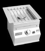 front door Unit Dimensions: 39 1/2"W x 24"D x 24"H Double Side Burner (3281) (2) 15,000 BTU burners All stainless