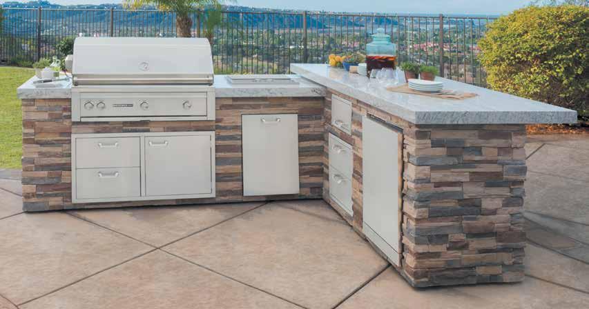 36 and 42 grill configurations require a few additional cuts by the homeowner or contractor to remove additional panels for placement of grill and door drawer combination.