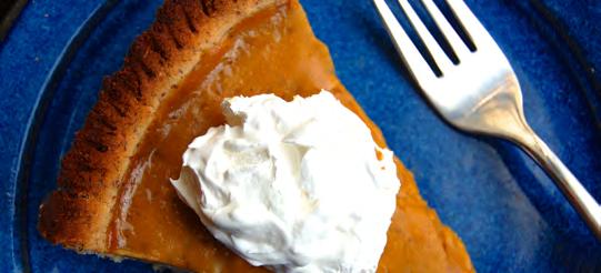 Pumpkin Pie Pumpkin pie is a rich and creamy treat that incorporates the perfect blend of autumn spices. Bake the pie in the oven until the filling is slightly darkened and semi-firm.