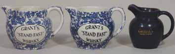 ins tall, all over Light Blue & White GRANT S STAND FAST WHISKY Burleigh Ironstone Minaret pm, Mint 235. GRANT S 3.