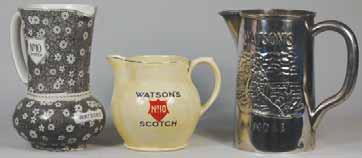 WATSONS 7ins tall, all over floral decoration, WATSONS, to front & No 10 SCOTCH, to sides, Distillers marks to base, Very, one of the better examples we have seen! R$800 (900 1200) 135. WATSON S 4.