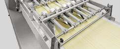 You fold the dough sheet once with a single-row or multiple-row folding station.