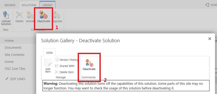 5. Deactivate LiveTiles by clicking Deactivate in the tp navigatin and selecting Deactivate in the mdal pp up windw. 6. Wait fr deactivatin t cmplete. This prcess may take a few minutes. 7.