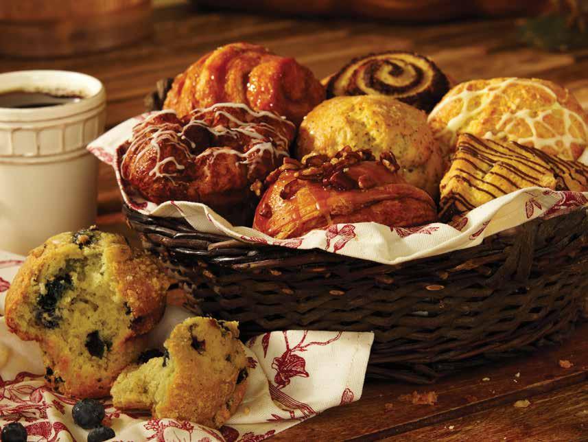 BREAKFAST Etai's Fresh Baked Breakfast and Pastries Buffet Freshly baked assortment of buttery croissants, sweet rolls, muffins, classic fruit and cheese Danish, and a variety of bagels with cream