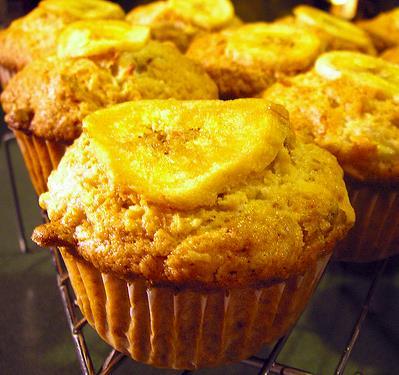 Fold in bananas and chocolate chips. Fill greased or paper-lined muffin cups two-thirds full.