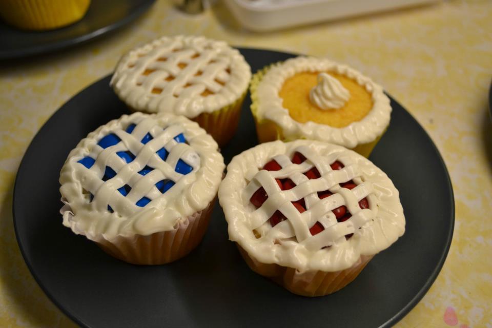 Pie Cupcakes Use different colored M&Ms to imitate different pie