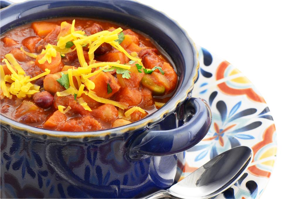Three-Bean Chili On a cold night, nothing warms you up better than a big bowl of piping hot chili. Like a little extra heat? Try adding some chopped jalapeno peppers.