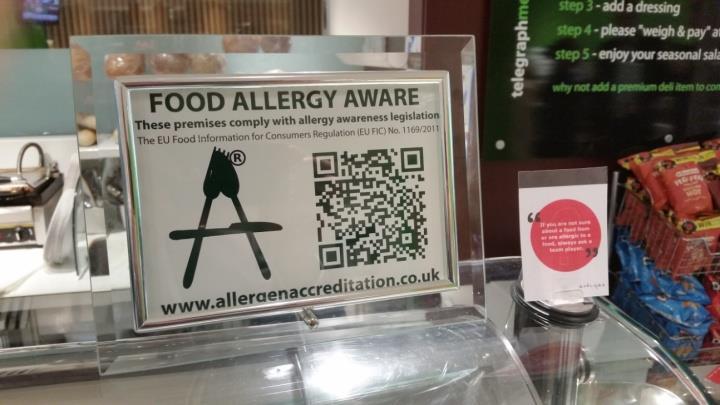Simple communications Prominent signs inviting customers to ask about allergens: We know our allergensplease ask us!
