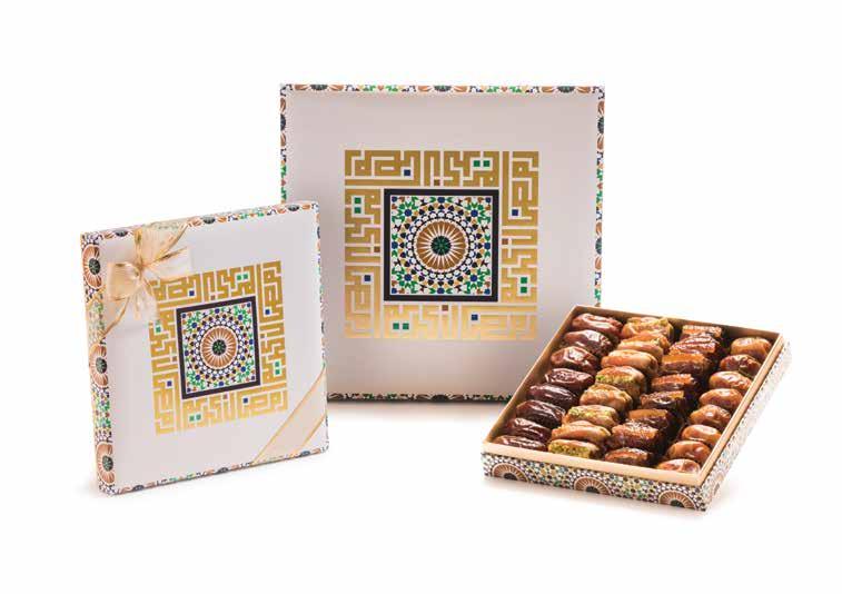RAMADAN WHITE COLLECTION Simple and elegant gift boxes with a Ramadan Kareem message in a modern Kufic style SMALL MEDIUM LARGE CONTENTS P23626293 P23626294 P23626295