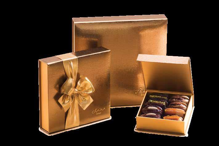 MIDAS SQUARE COLLECTION Elegant gift boxes in a metallic bronze colour with a