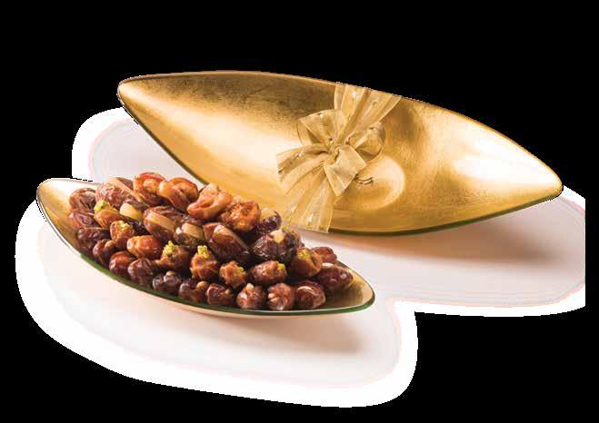 AVA GOLD COLLECTION Leaf-shaped glass trays with a