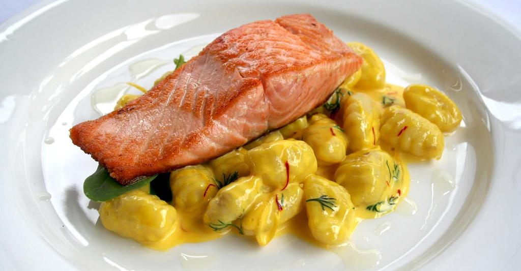 POTATO GNOCCHI WITH PAN FRIED SALMON AND CREAMY SAFFRON AND LEMON SAUCE PREP...0:10 COOK...0:40...7 DIFFICULTY...MEDIUM SERVINGS.