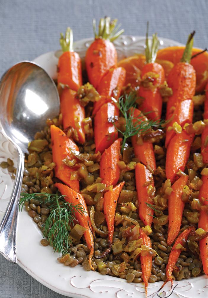 soups + sides ROASTED CARROTS & LENTILS 6 SERVINGS 0 MINUTES PREP TIME 30 MINUTES TOTAL TIME /2 lb (750 g) raw carrots, peeled, cut on bias red onion, small dice Tbsp (5 ml) canola oil /2 tsp (2 ml)