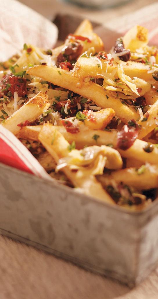RUSTIC FRIES WITH ARTICHOKE AND OLIVE TAPENADE Recipe Yield: 10 servings (12 oz.