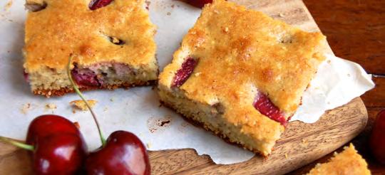 Cherry Blondies Take full advantage of summer produce, when cherries are fresh and plentiful, with these delicious blondies. In this recipe adapted from FamilyFreshCooking.