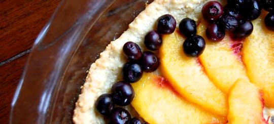 Peach and Blueberry Tart The last months of summer are bountiful in both peaches and blueberries, and so it makes perfect sense to combine them in a fruit tart.