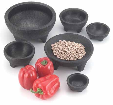 NHS1023 NHS1006 NHS1021 NHS1008 NHS1005 NHS1006D NHS1047 NHS1039 10 oz Molcajete Doble NHS1006Dx6 8 oz Molcajete Singular NHS1006x6 4 oz Molcajete Chico NHS1008x6 MOLCAJETES NAME MODEL SIZE PACKED