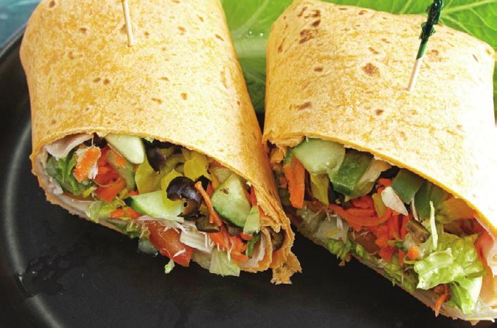 SANDWICH WRAPS Makes 1 wrap Serving Size: 1 wrap Start with a whole-wheat tortilla Choose 1 tablespoon of a spread Low-fat mayonnaise Low-fat sour cream Low-fat salad dressing Hummus Mustard Choose 1