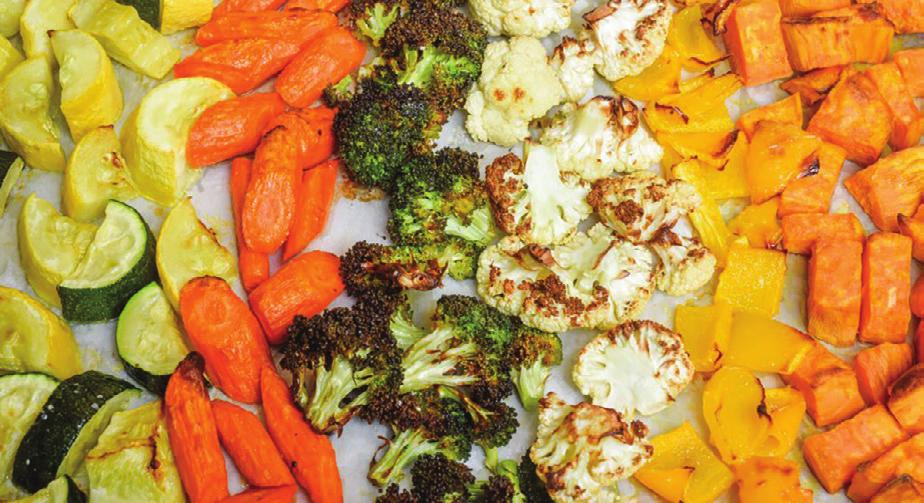 OVEN-ROASTED VEGETABLES Serves (depends on amount prepared) Serving Size: approximately 1 cup (as a side) Prep Time: Depends on vegetables, approximately 15 minutes Cook Time: Varies with vegetables,