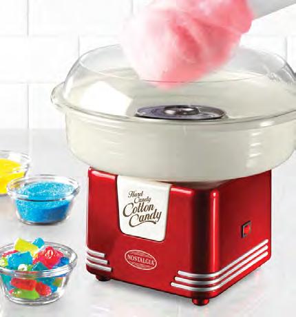 PCM805RETRORED Hard Candy Cotton Candy Maker Bring colorful fun to any party with this 1950s-style cotton candy maker!